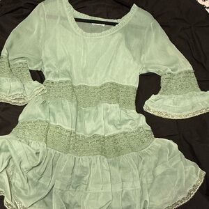 Green coquette dress.